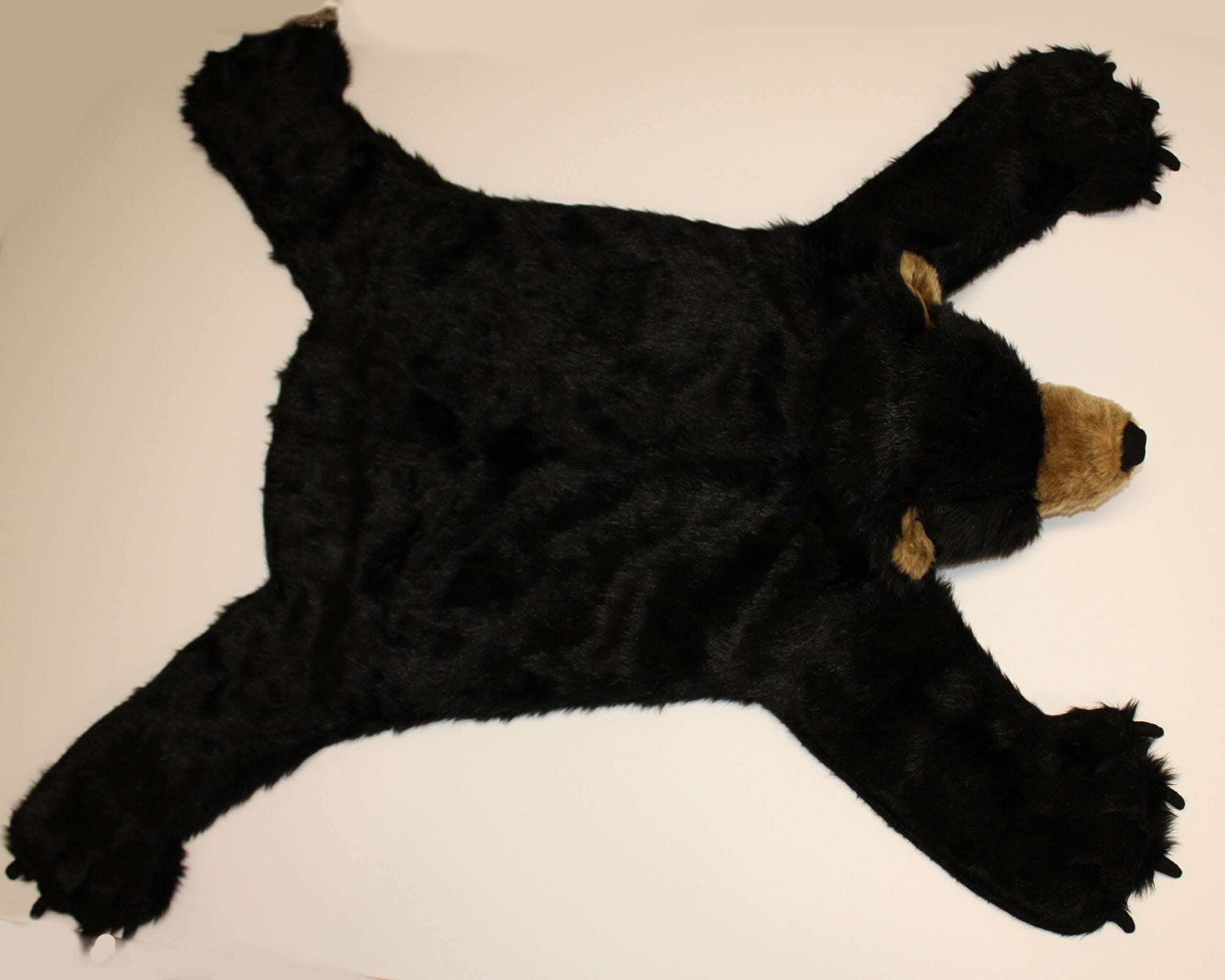 Plush Black Bear Rug - Medium, Open Mouth