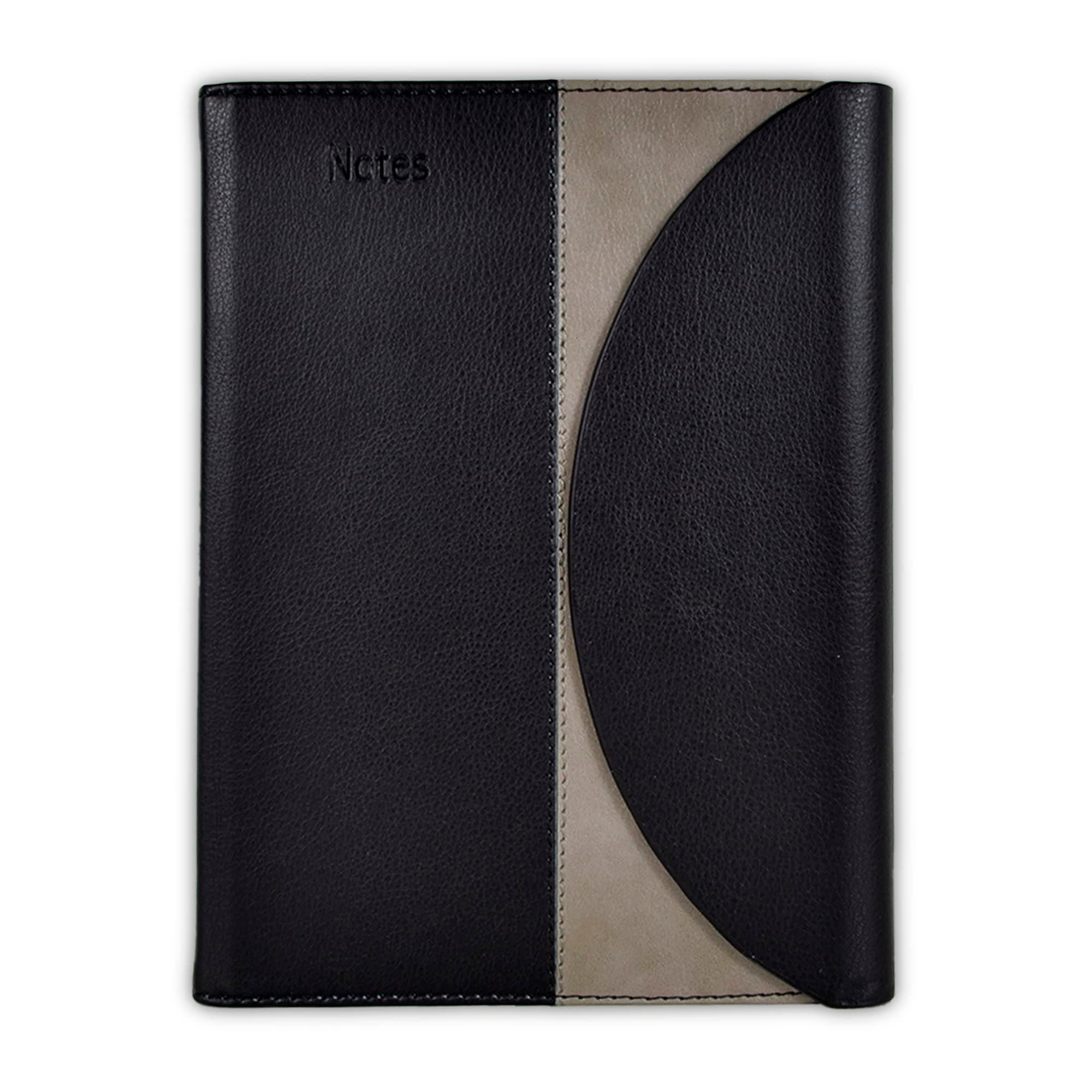 Plan.A.Day Office Diary Luxury Notebook for Men & Women - 288 Pages 90 gsm Thick Paper Planner | Vegan Leather Hardcover Writing journals A5 Ruled Personal Diary with Pen Loop for Work, School- Black