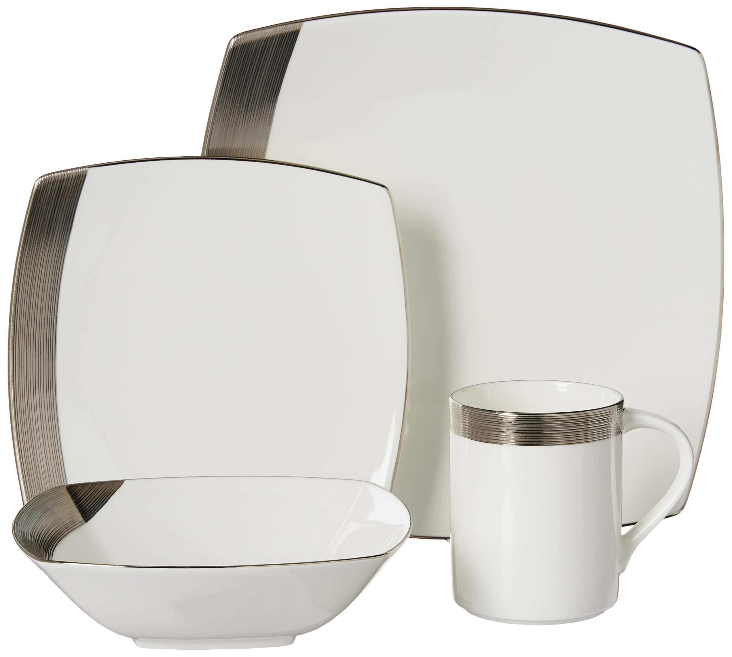 Mikasa Ridge Square Platinum 4-Piece Place Setting, Service for 1