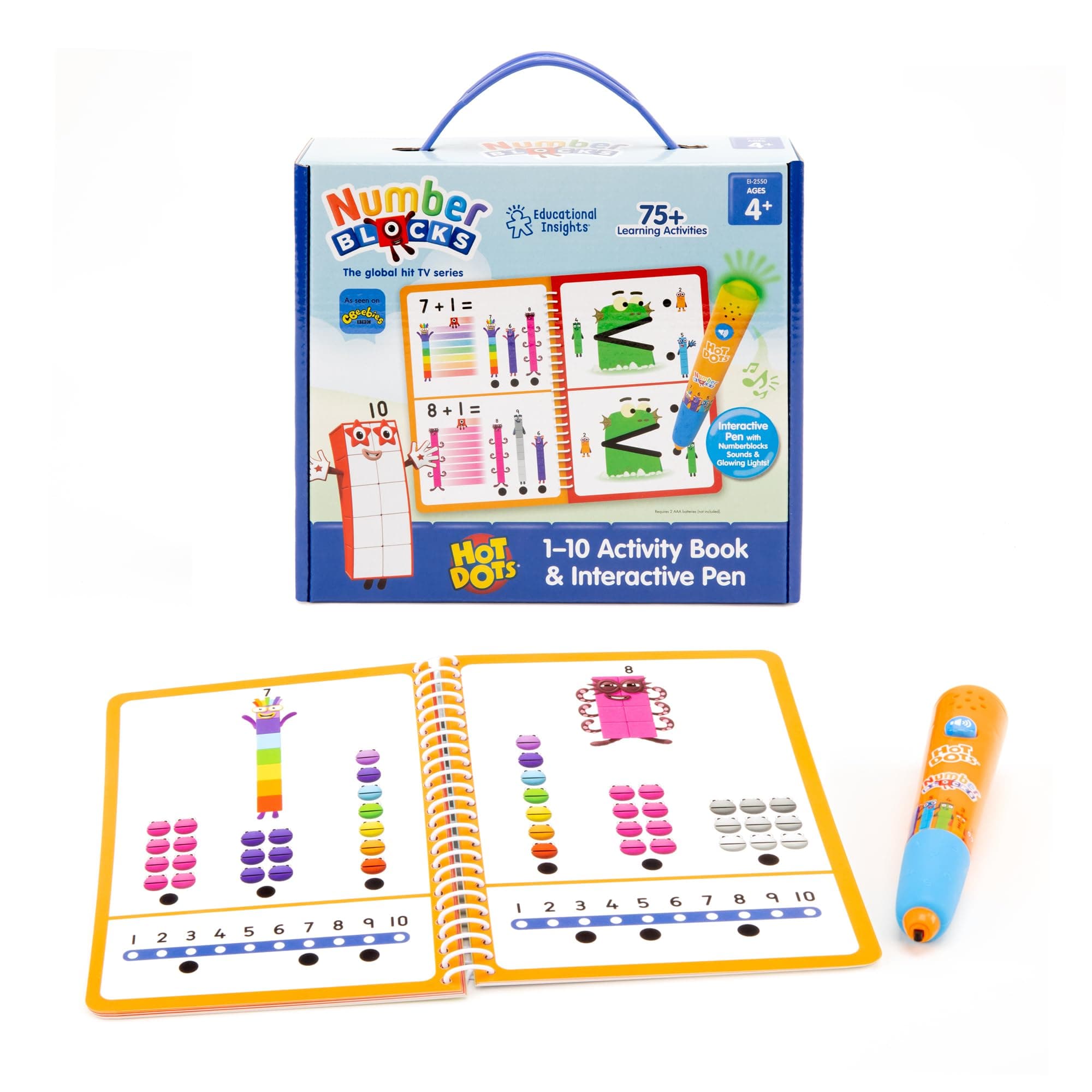 Educational Insights Hot Dots Numberblocks Workbook Numbers 1-10 with Interactive Pen, 75+ Activities, Gift for Kids Ages 4+