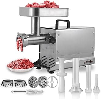 #8 Commercial Stainless Steel Electric Meat Grinder Machine, 400lbs/h, 0.4HP Heavy Duty Meat Grinder with Sausage Stuffer for deer processing, Pet Food, Heavy Use