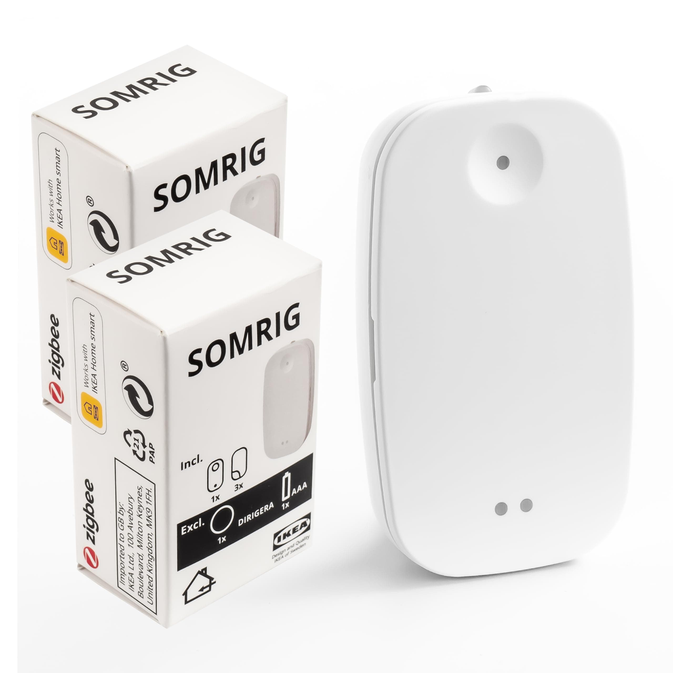 Ikea SOMRIG Zigbee Wireless Remote Control Shortcut Buttons for Smart Home Systems, Works with TRADFRI/DIRIGERA, White, 705.603.47 - Set of 2