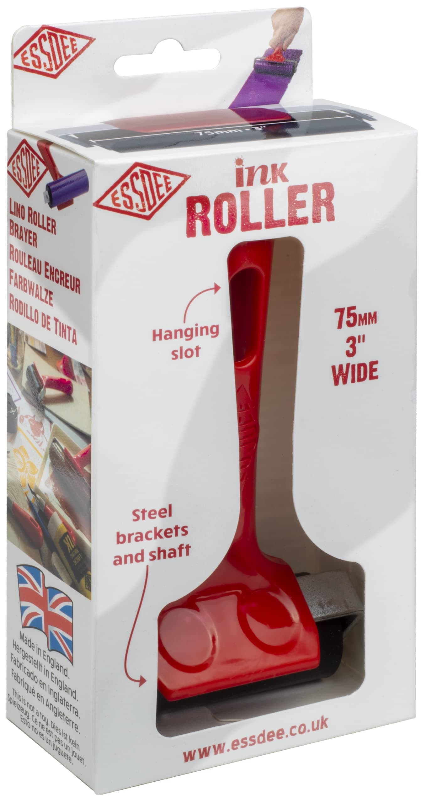 R3 Lino Roller 75mm Red Handle