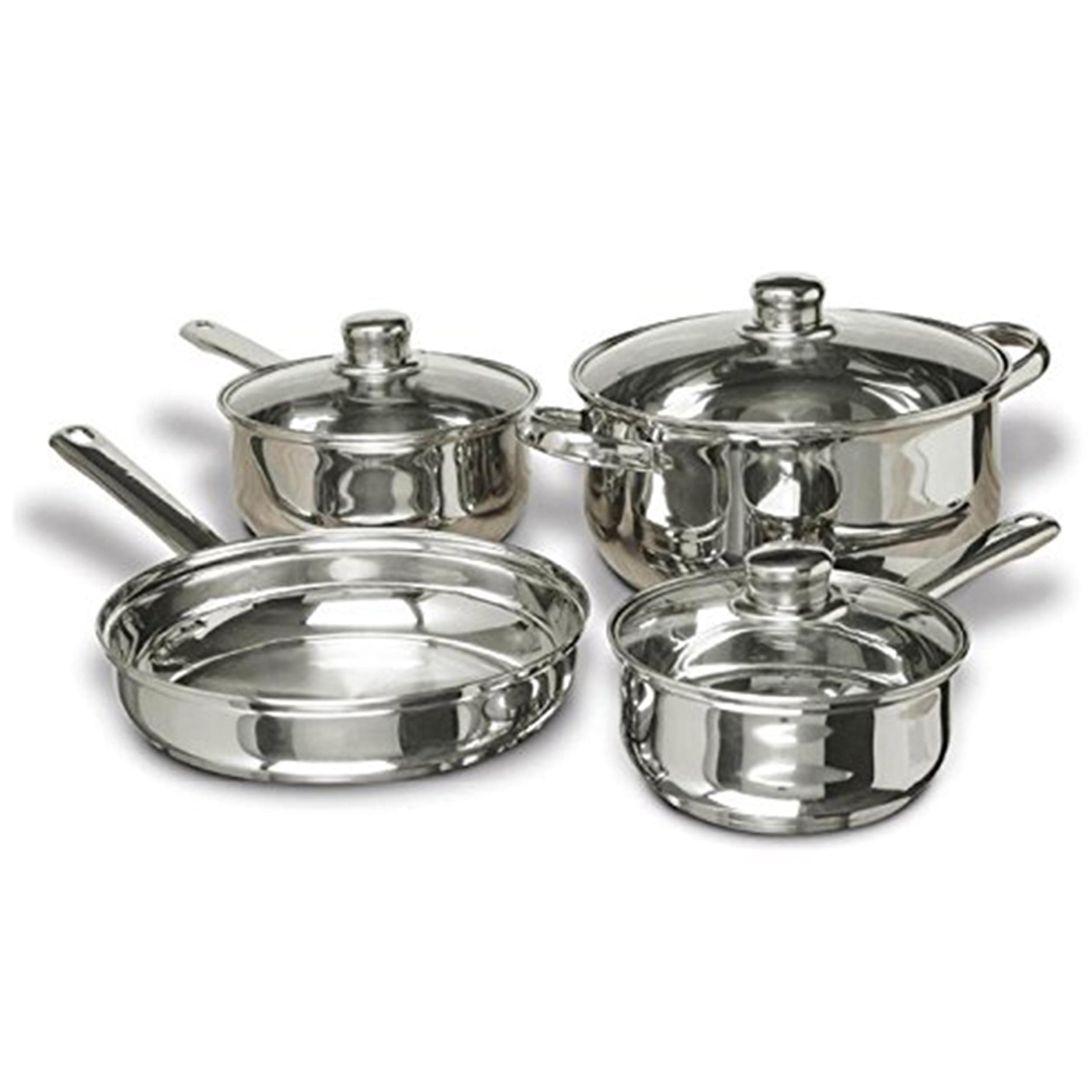 Cookware 7-Piece Stainless Steel Cookware Set, includes Pots and Pans