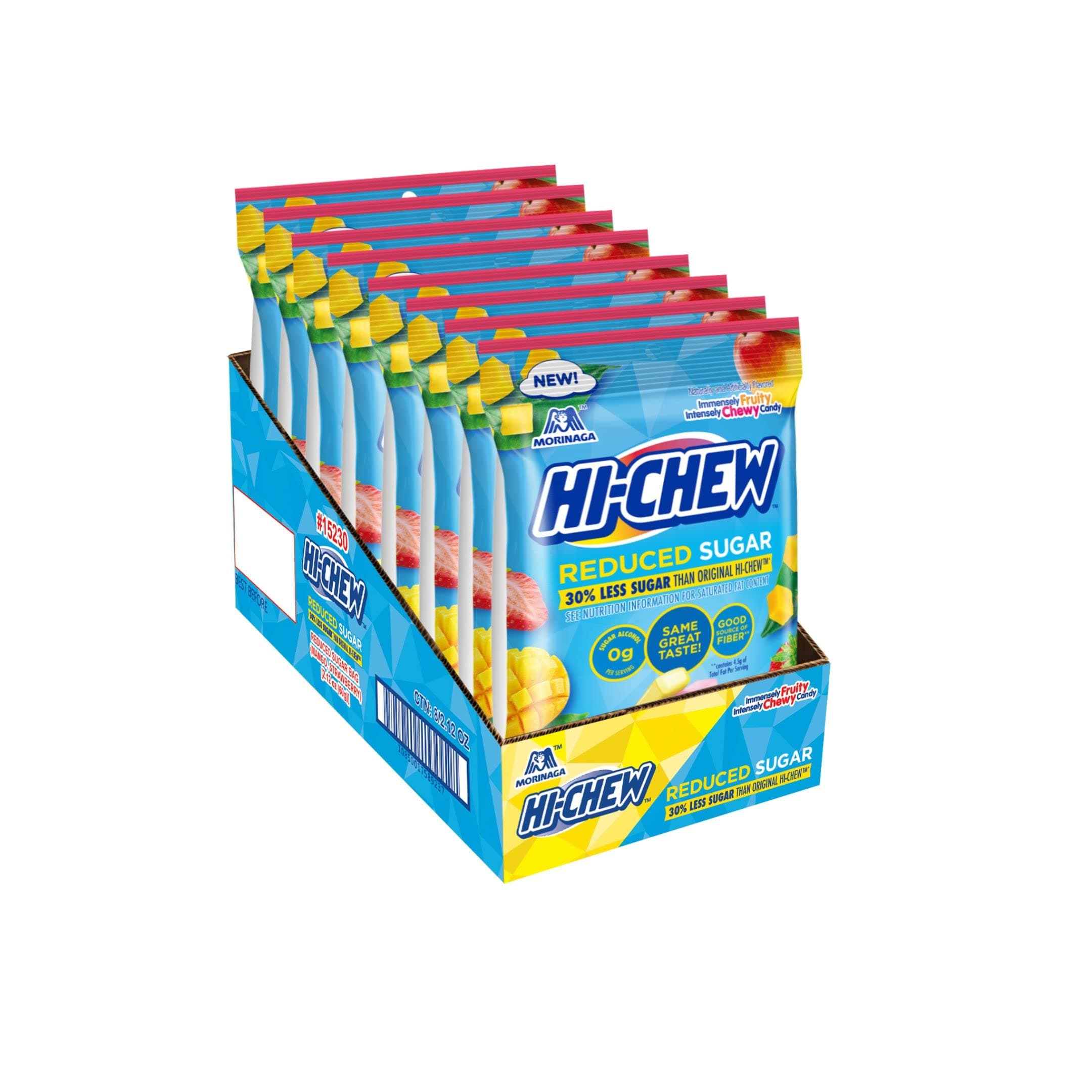 Original Mix, Pack of 8 Bags, 2.12 oz Each - Strawberry & Mango - Reduced Sugar, Unique Fun Soft & Chewy Taffy Halloween Candy, Immensely Juicy Fruit Flavors, Individually Wrapped for Sharing