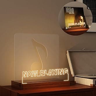 – YuanDian Now Playing Vinyl Stand, Light up Now Spinning Record Stand, Wooden Acrylic Holder for Vinyl Album Display Storage, Vinyl Record LED Display Storage Collection Holder