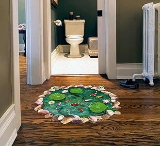 Large Blue Sky 3D Self-Adhesive Removable Break Through The Wall Vinyl Wall Sticker/Mural Art Decals Decorator (Goldfish in Lotus Pool 9260 (60 x 90cm))