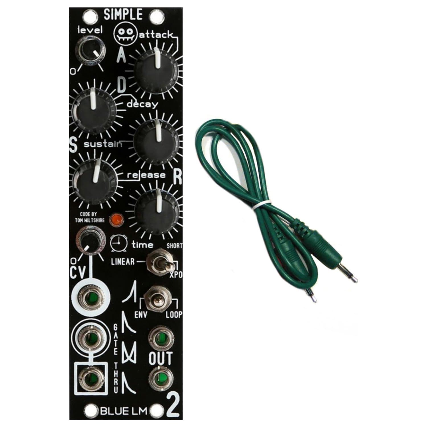 Simple ADSR Looping Envelope Gen2 Eurorack Module w/Cable
