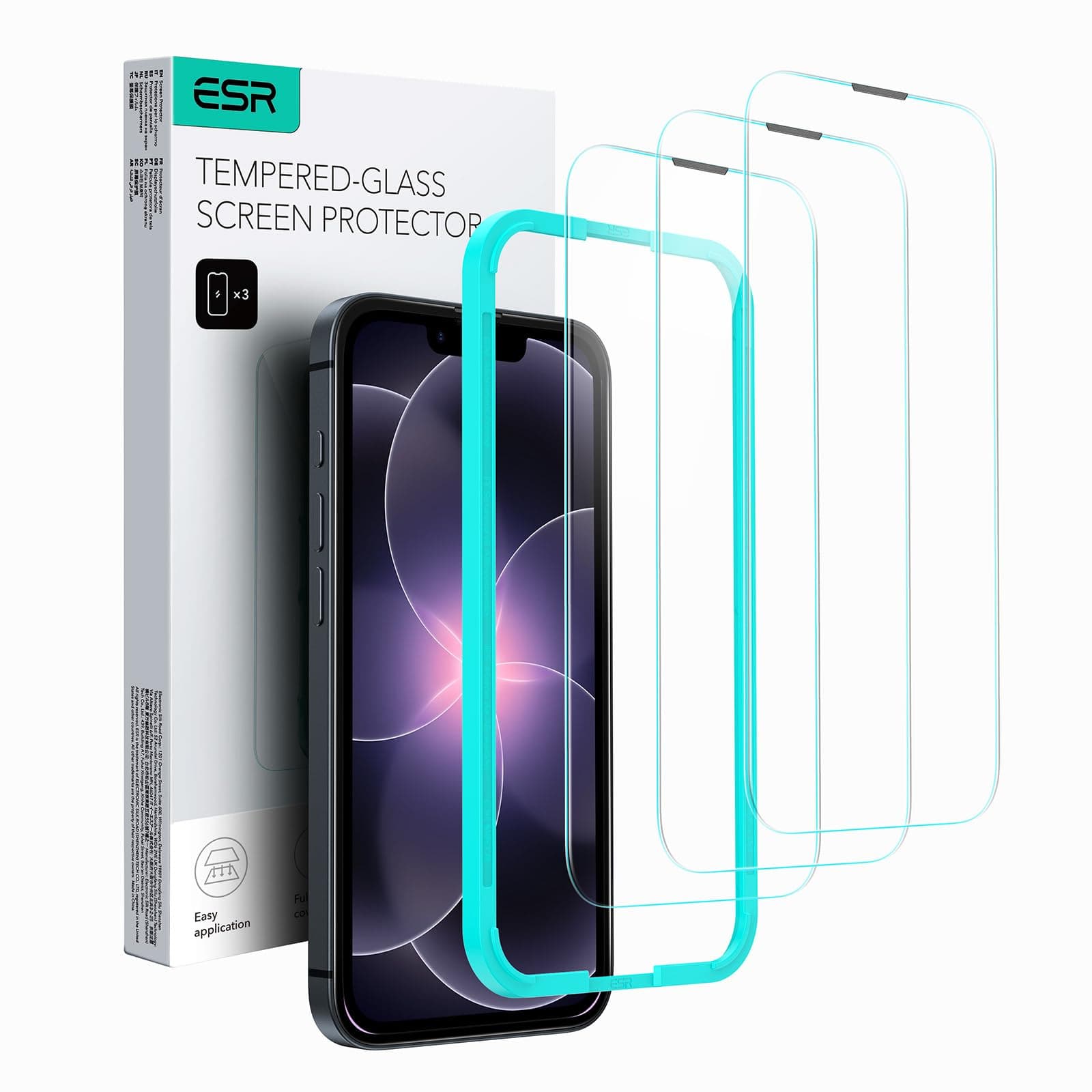 3 Pack for iPhone 17e/iPhone 16e/iPhone 14/iPhone 13/iPhone 13 Pro Screen Protector, Military Grade Shatterproof, 9H Hardness, Tempered Glass Film with Easy Installation Tool, Scratch Resistant