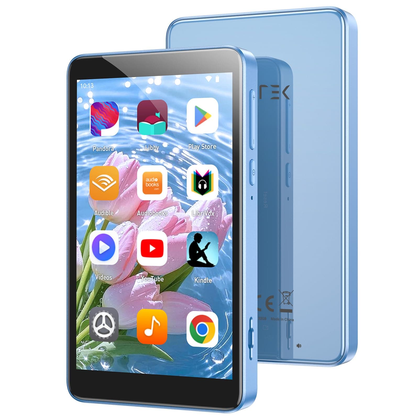 96GB MP3 Player with Bluetooth and WiFi, T08X 4'' Android 14 MP4 Music Player with Spotify, Audible, APP Store, Up to 1TB, Blue