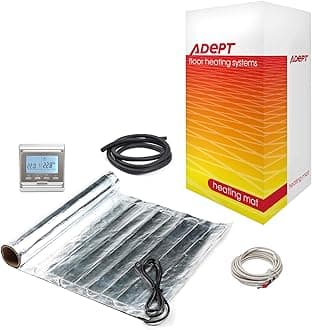Electric Underfloor Heating Mat Kit - 140W/m2, Fibreglass & Aluminium, Silver, Programmable Thermostat
