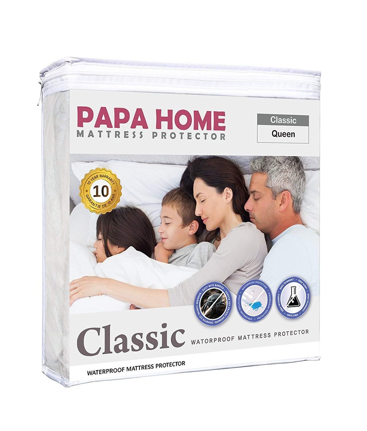 Classic Hypoallergenic Mattress Protector - Lab Tested Waterproof - Fitted Polyester Jersey Cover - Vinyl Free - 4 Different Colors Available (Twin XL, White)