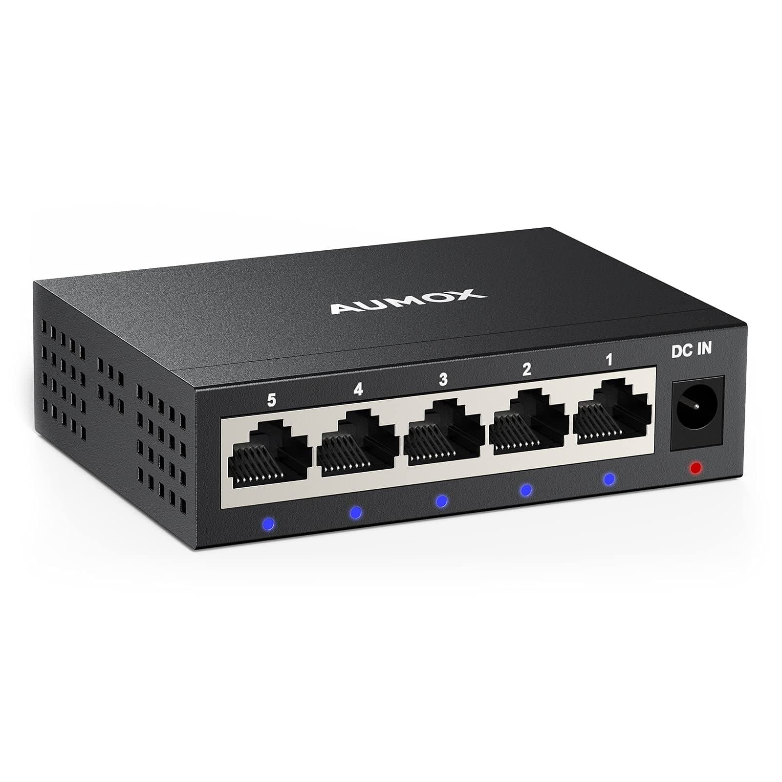 5-Port Gigabit Network Switch, Ethernet Unmanaged Switch, Office Ethernet Splitter, Plug-and-Play, Fanless Metal Housing Silent Operation, Desktop or Wall Mount