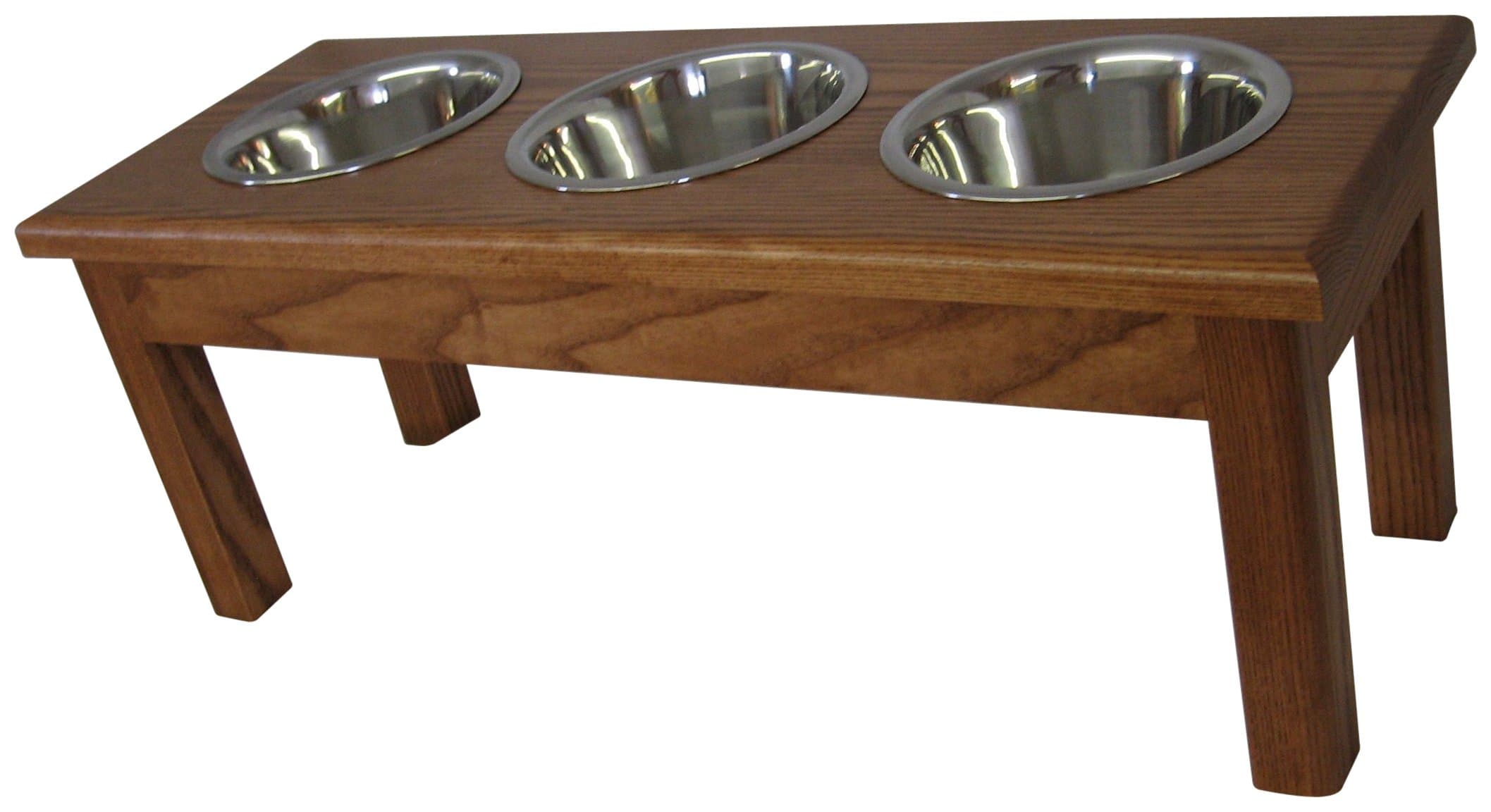 Classic Pet Beds 3-Bowl Traditional Style 2-Quart Ash Pet Diner, Medium, Cherry