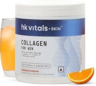 - hk vitals Marine Collagen Supplement for Men (Orange, 200g) | Vitamin C, E, Sodium Hyaluronate | For Youthful & Glowing Skin