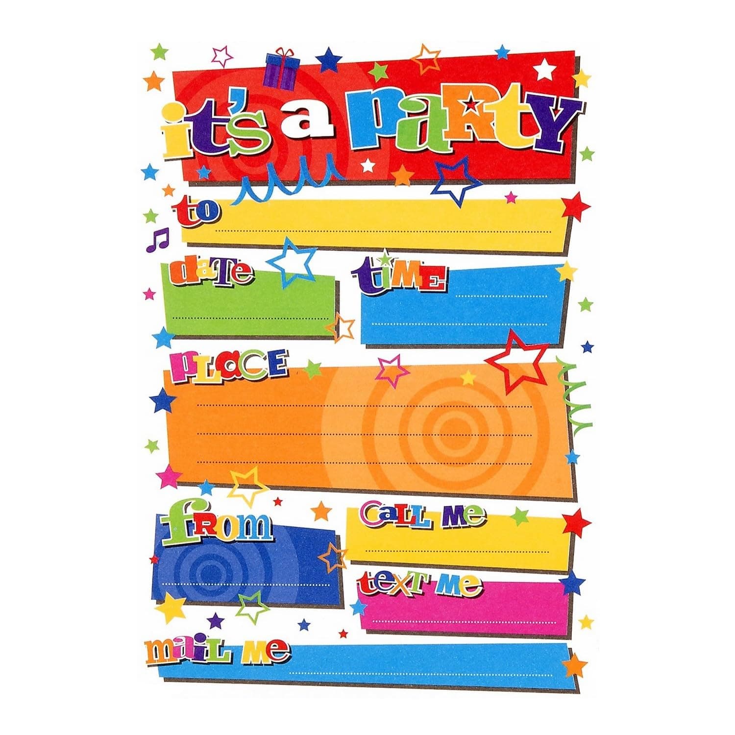 Party Invitations with Envelopes (Pack of 20)