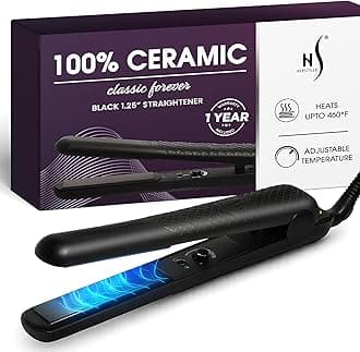 Forever Straightening Flat Iron - Travel Friendly Dual Voltage Flat Iron 1.25 inch - Ceramic Hair Straightener for Silken Hair - Negative Ion Technology to Fight Frizz