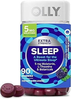 Extra Strength Sleep Gummy 5 mg Melatonin, L-Theanine, Chamomile, Lemon Balm Extracts, Sleep Aid, BlackBerry Flavor - 90 Count