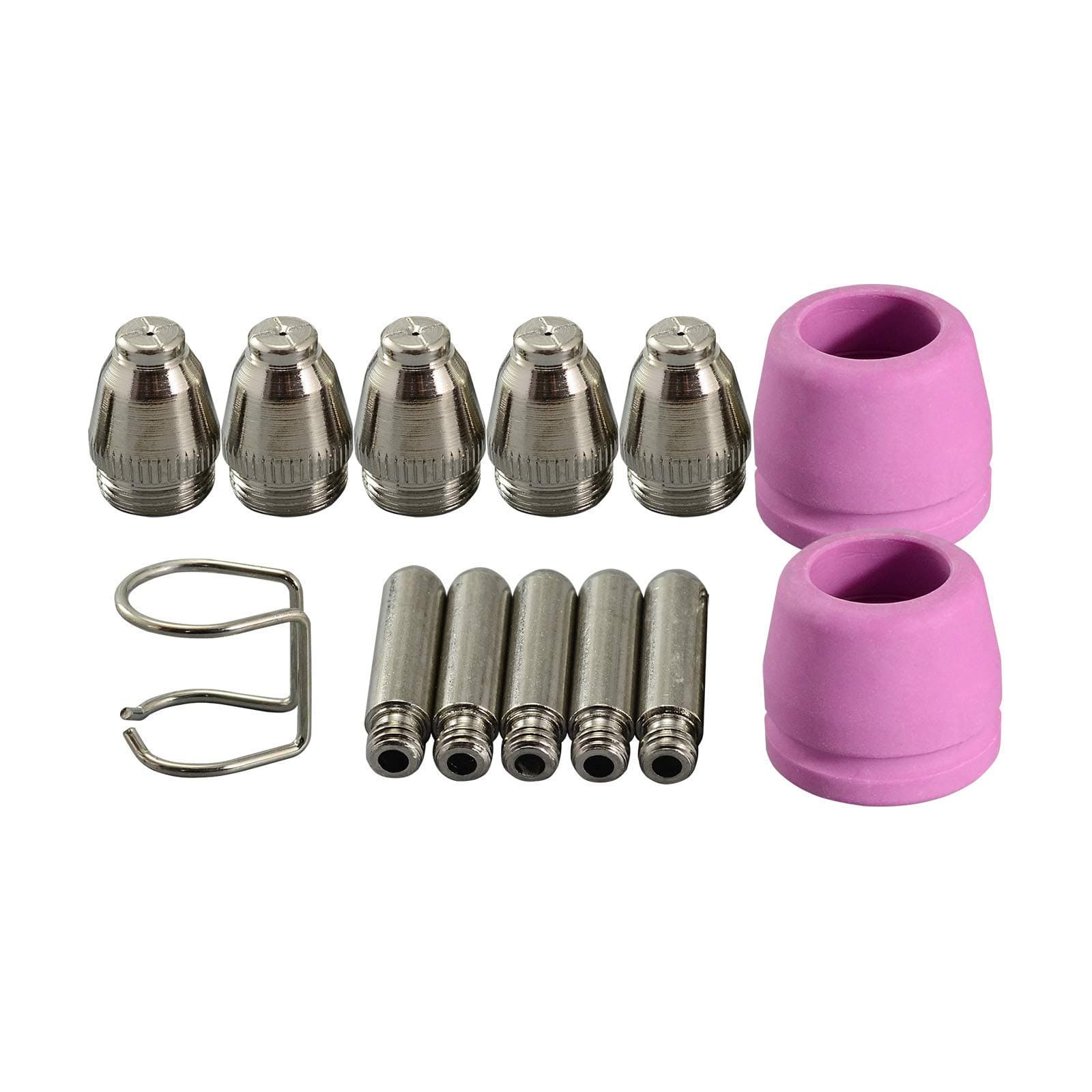 RIVERWELD WSD-60P WSD-60 60P Plasma Tips 1.2mm 60Amp Electrode with Hafnium Wire Alumina Nozzle Ceramic Cups with Groove kit Fit CUT-60 LGK-60 Plasma Cutter Pilot ARC Starting 13pcs