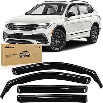Window Visors for Volkswagen VW Tiguan 2018-2024 5-Seater Standard Only (Rear 24.4"), in-Channel Rain Guards, 4PCS Smoke Wind Deflectors for Rain, Snow & Highway Driving