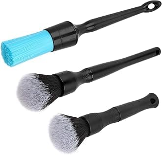 3 Pack Ultra-Soft Detailing Brush Set, Comfortable Grip and Scratch-Free Cleaning for Exterior, Interior Panels, Emblems, Badges, Gauge Cluster, Infotainment Screen