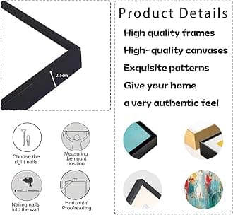 Extra Large Abstract Painting on Canvas, Abstract Wall Decor, Blue Gold Wall Art, Textured Style Artwork, Abstract Print Art, Modern Canvas Art Wall Decor, Wall Decor Office Living Room (Gold Frame, 30"x17"|76x43cm)