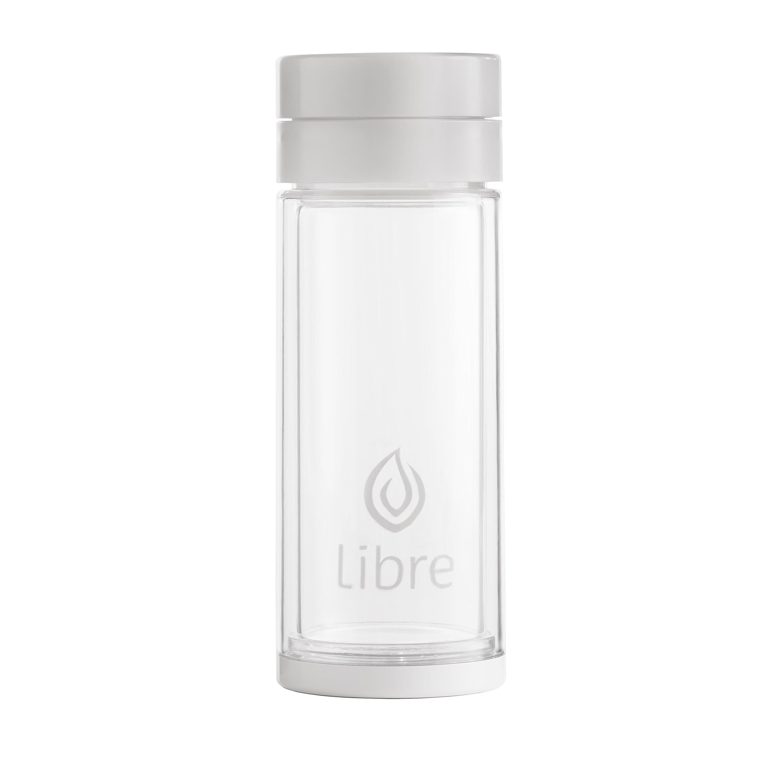 Libre Durable Glass Infuser Bottle with Mesh Strainer for Loose Leaf Tea, Matcha, Fruit, and Cold Brew Coffee, BPA-Free, 14oz, Pearl White