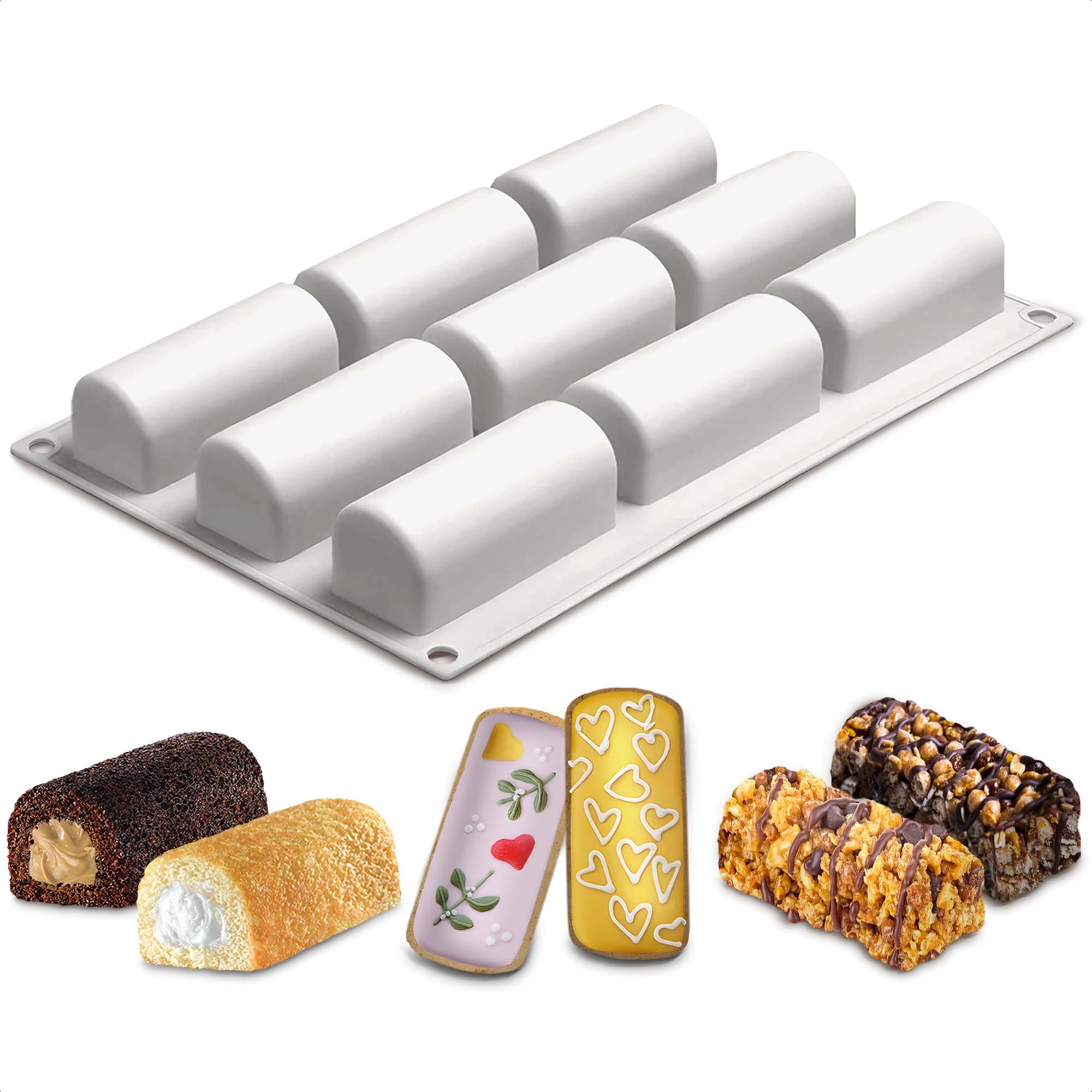 VIKROM White Silicone Roll Non-Stick Mould Log Delicate Chocolate Desserts Twinkie Tea-Time Cake Polvoron Filipino Candy Pastries Moulds