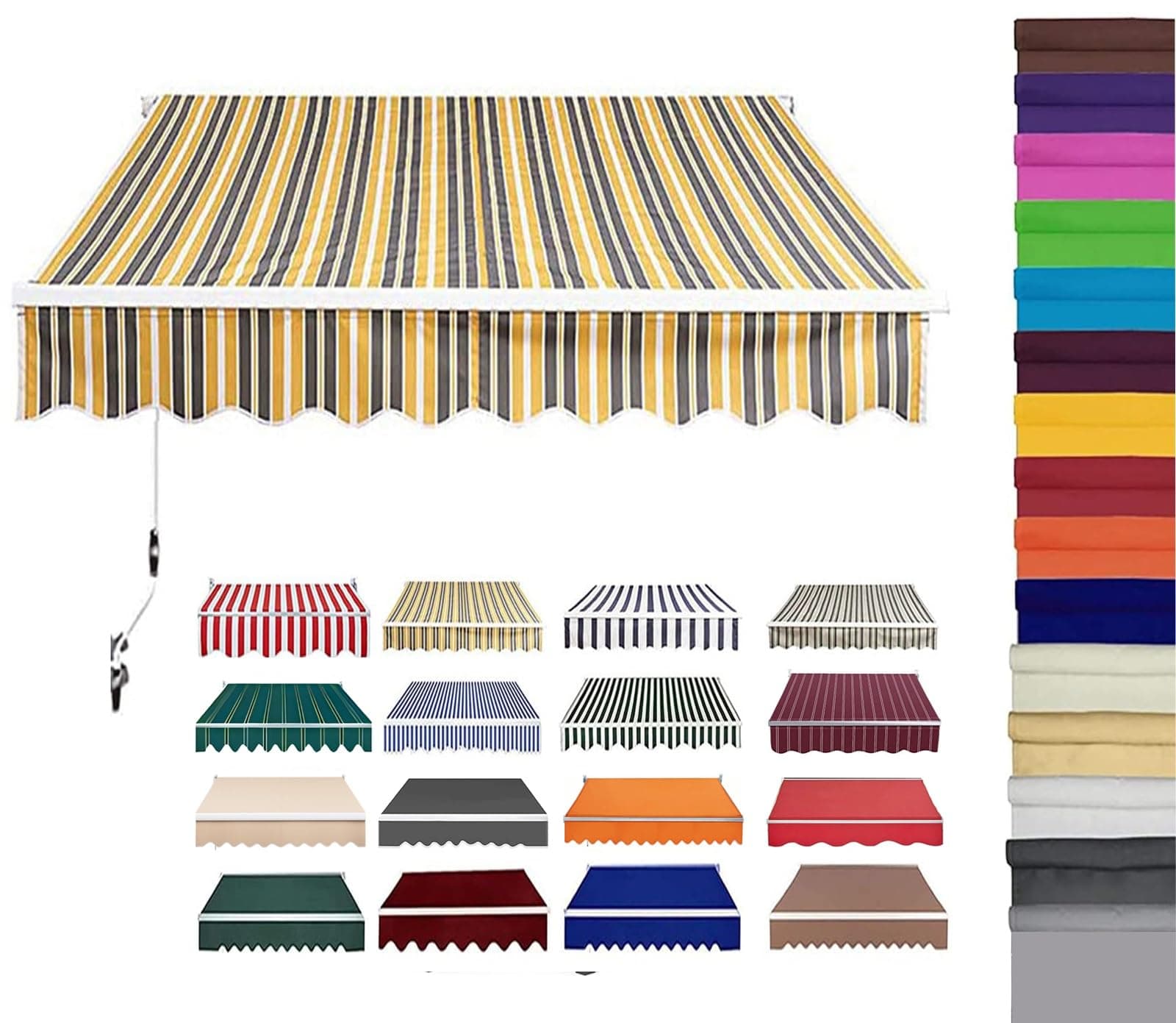 Retractable Patio Awning Replacement Fabric (Without Frame) Waterproof Shade Sun Shade Awning Cover Outdoor Patio Canopy Sunsetter Deck Awnings Polyester(A,(13x11.5ft) 4x3.5m)