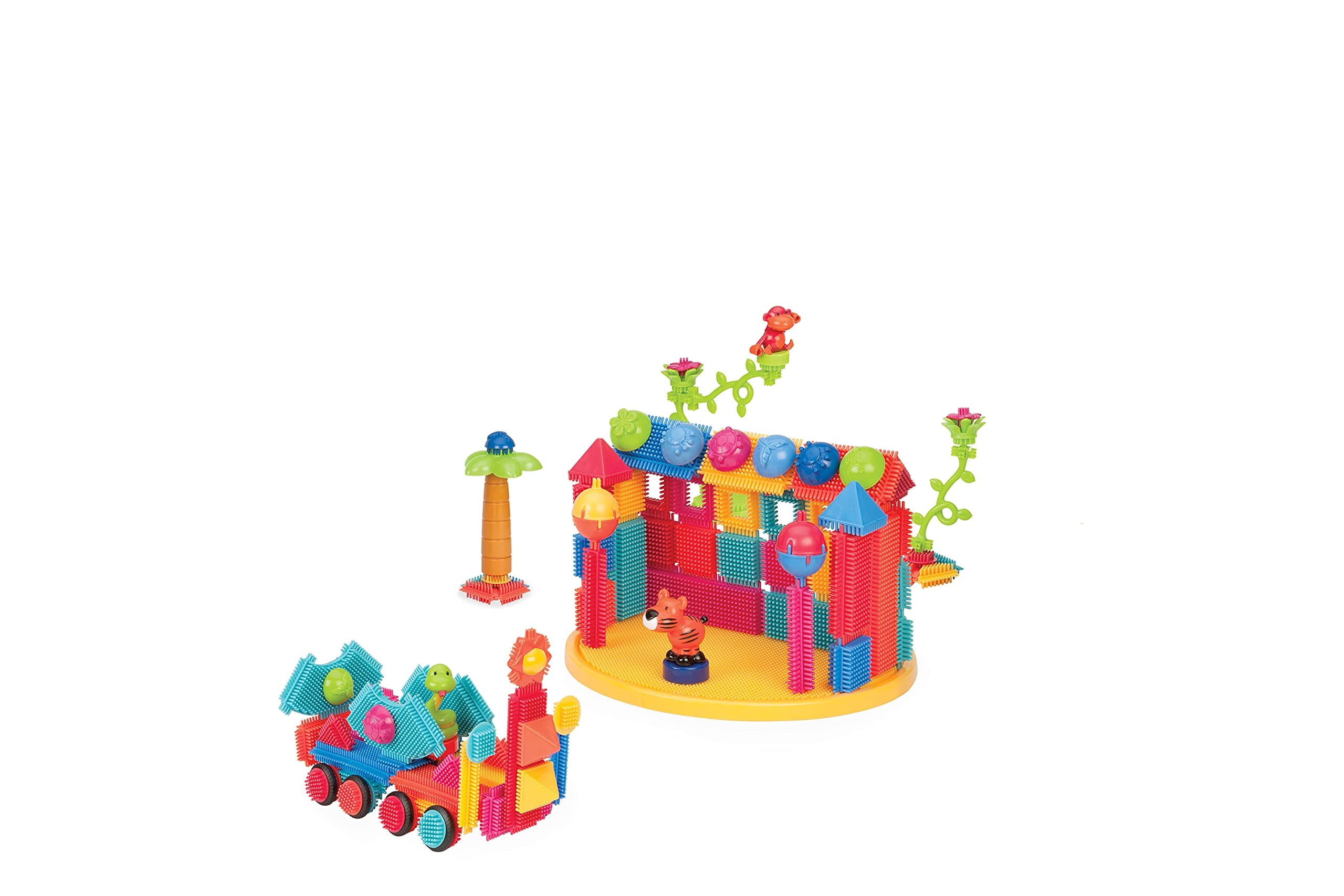 Battat – Bristle Blocks – STEM Interlocking Building Blocks – 128 Pieces Playset – Reusable Storage Bucket – Developmental Toys for Toddlers & Kids – Jungle Adventure Bucket – 2+ Years