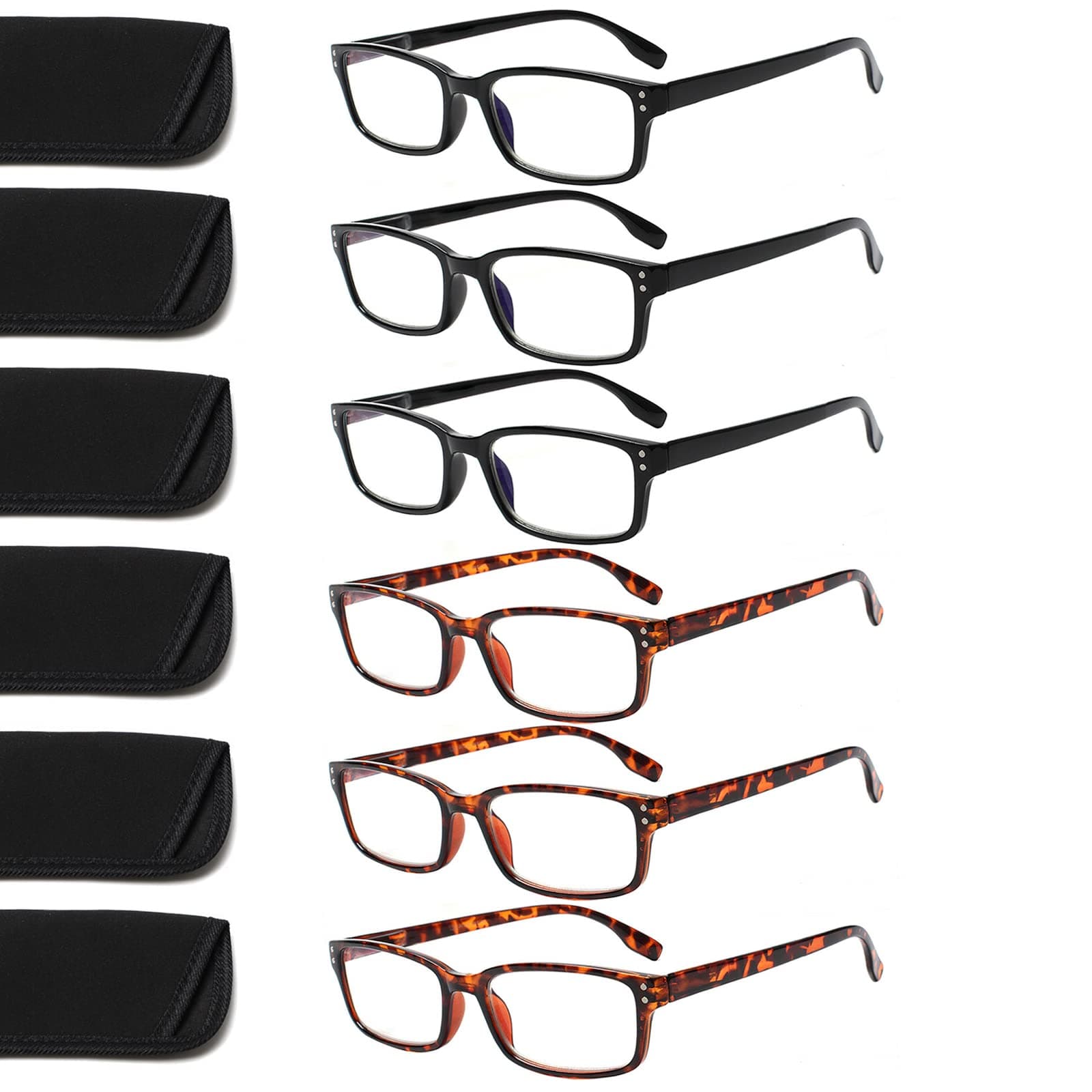 Kerecsen6-Pack Reading Glasses Blue Light Blocking,Spring Hinge Readers for Men Women,Computer Eyeglasses