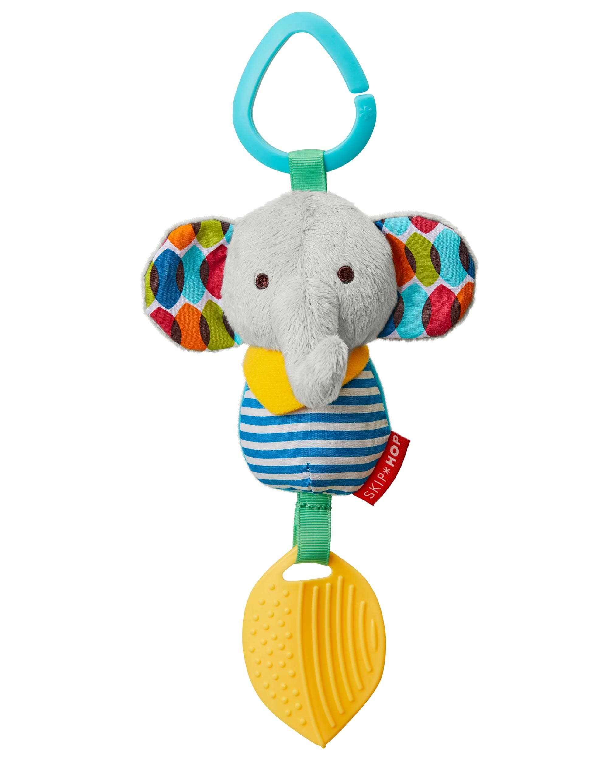 Skip Hop Bandana Buddies Baby Activity Chime & Teether Stroller Toy, Elephant, 3x2.5x7 Inch (Pack of 1)