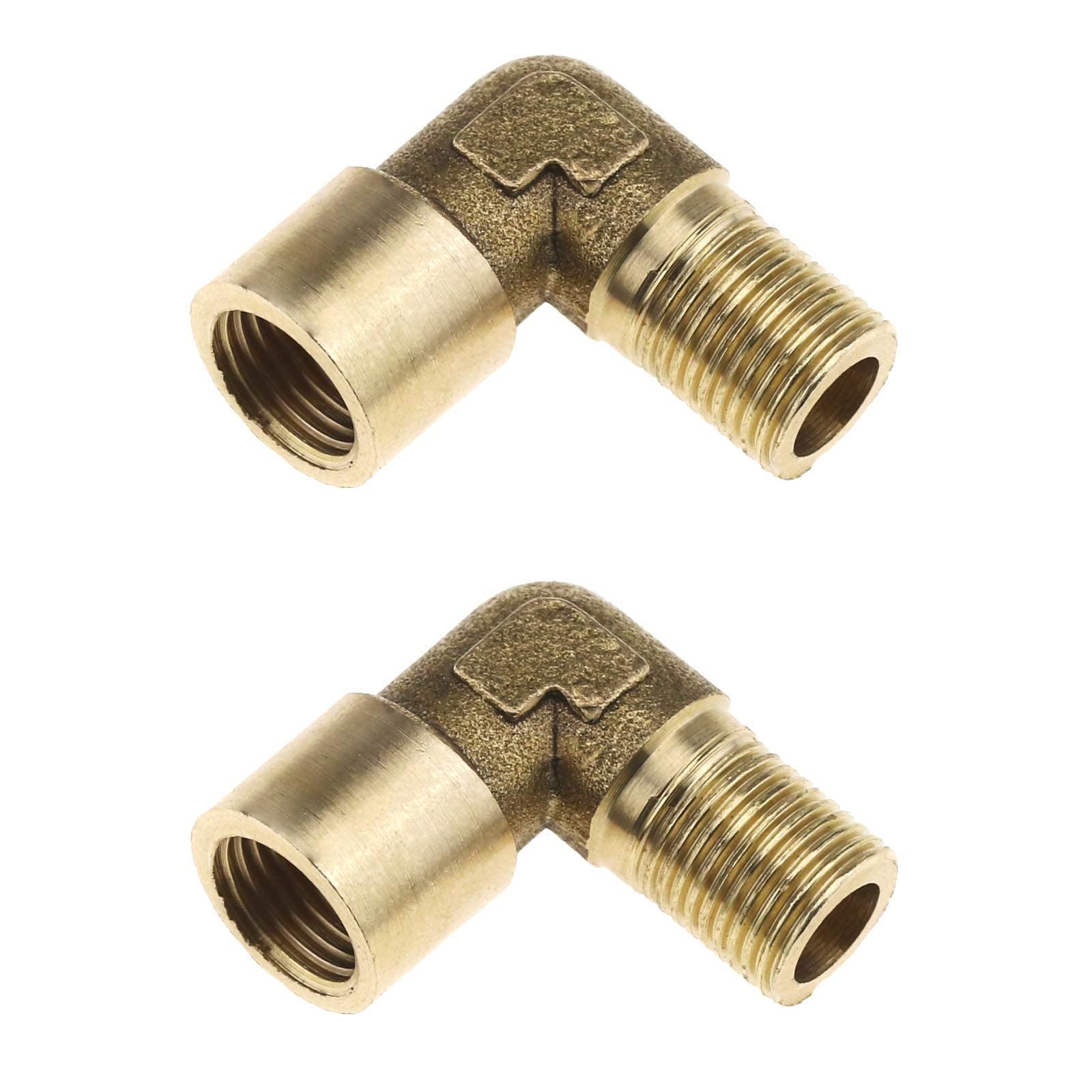 Creative-Idea 2Pcs Air Line Right Angle Connector, 1/8 BSP Male to Female, for Air Water Oil Pipe Hydraulic Compressors - Brass