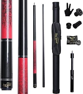 Carbon Fiber Pool Cue Stick 12.5mm Rainbow Tip Low Deflection Pool Stick with Uni-loc Pin Joint and Extension Pool Stick-20 oz