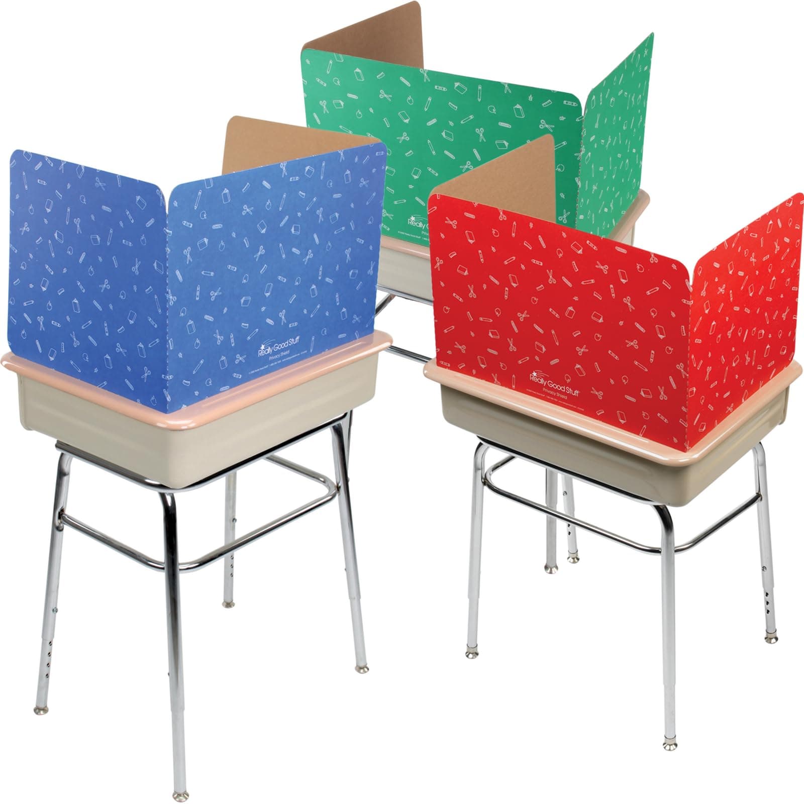 Really Good Stuff Standard Privacy Shield, 3 Colors, Set of 12, Matte Finish in Red, Green & Blue - Desk Dividers