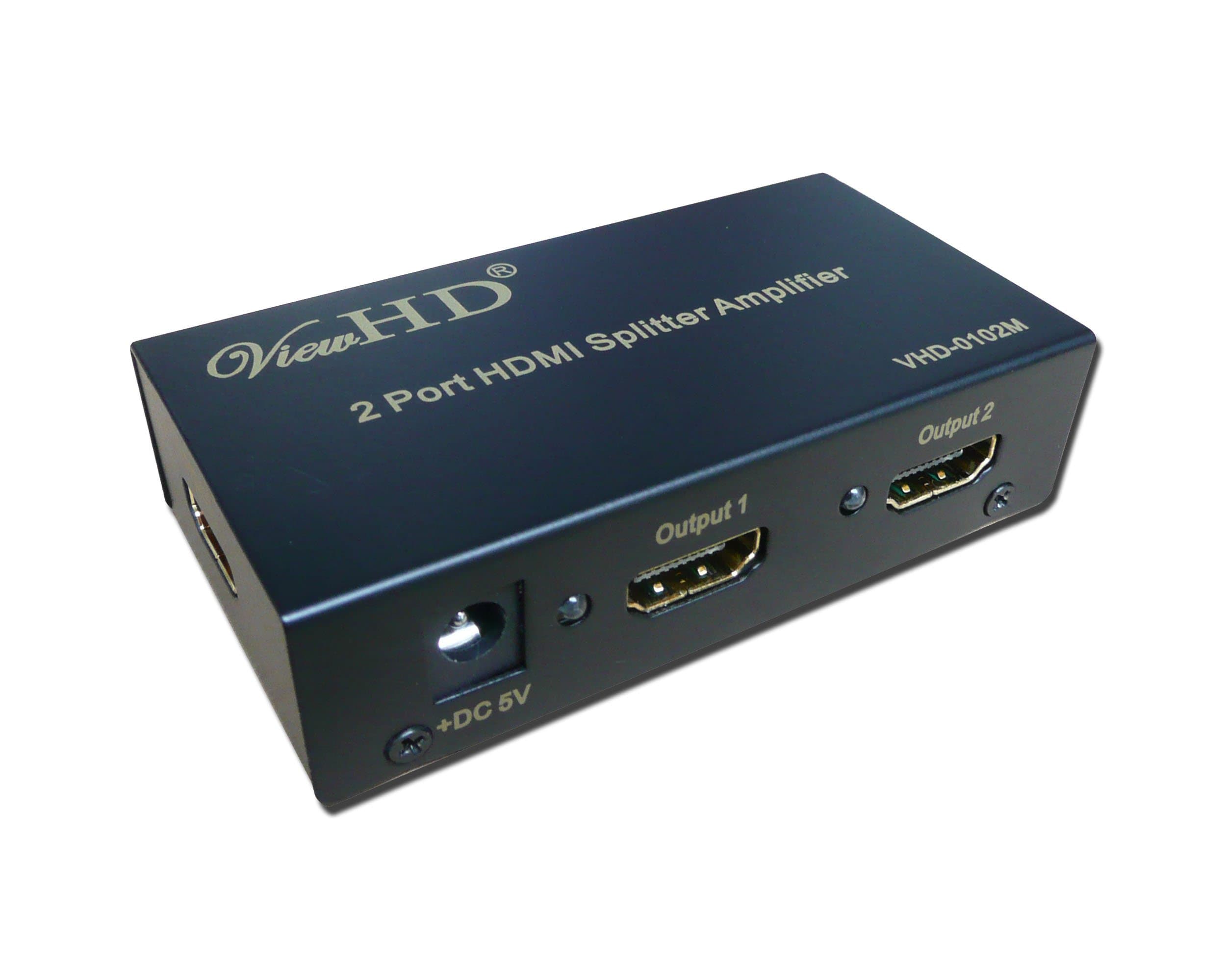 ViewHD HDMI Splitter 1x2 | Support 1080P & 3D | One Input to Two Identical Outputs | VHD-0102M