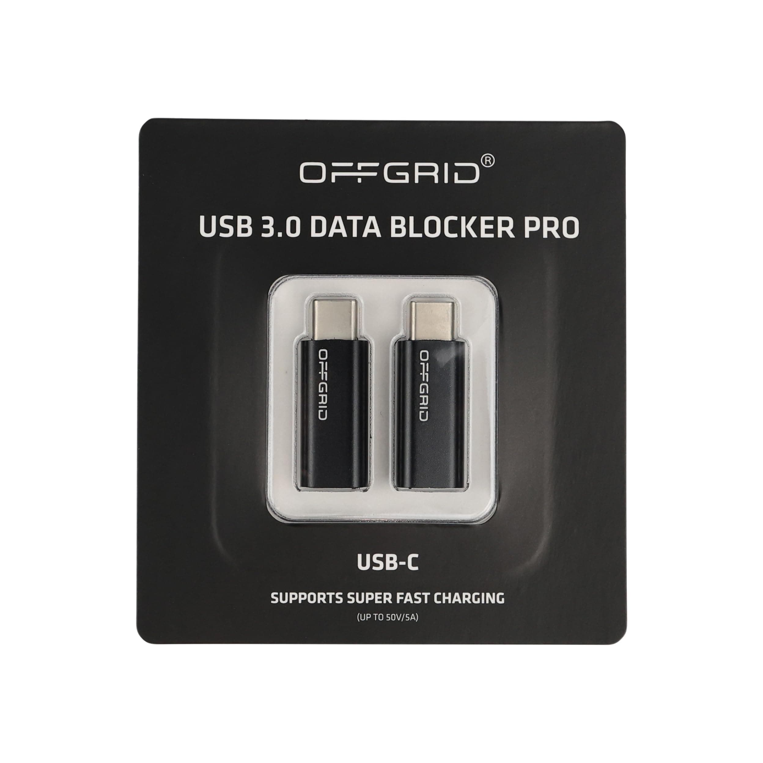 OFFGRID USB Data Blocker Pro Type-C 3.0 (2-Pack) Pure USB Data Blocker for Cell Phones, Tablets, and Laptop, Block Unwanted Data Transfer, Safely Protect Against Juice Jacking
