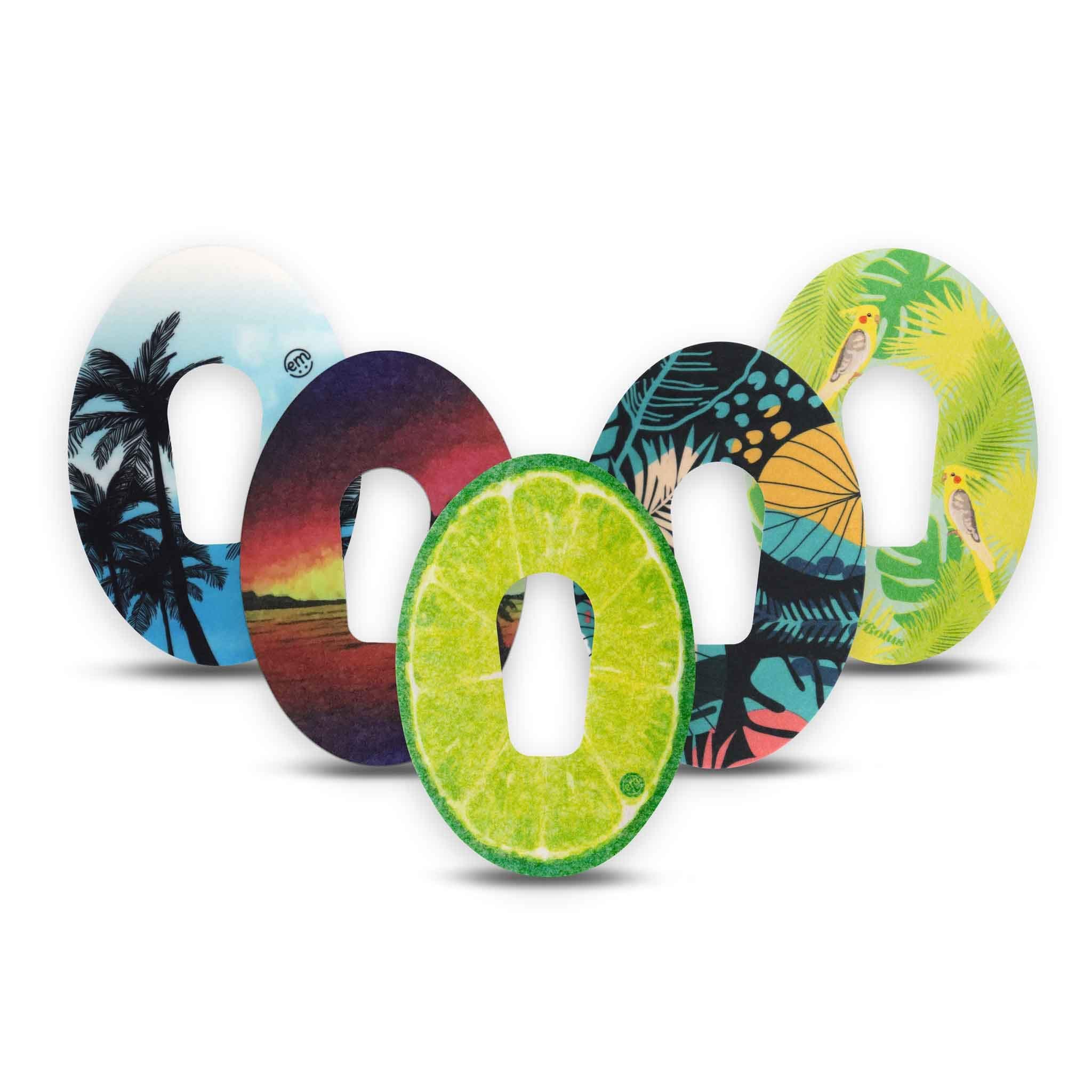 ExpressionMed - Adhesive Patch for Dexcom G6 (5-Pack) - Made in The USA, Waterproof, Split Backing, CGM Tape (Tropical Paradise)