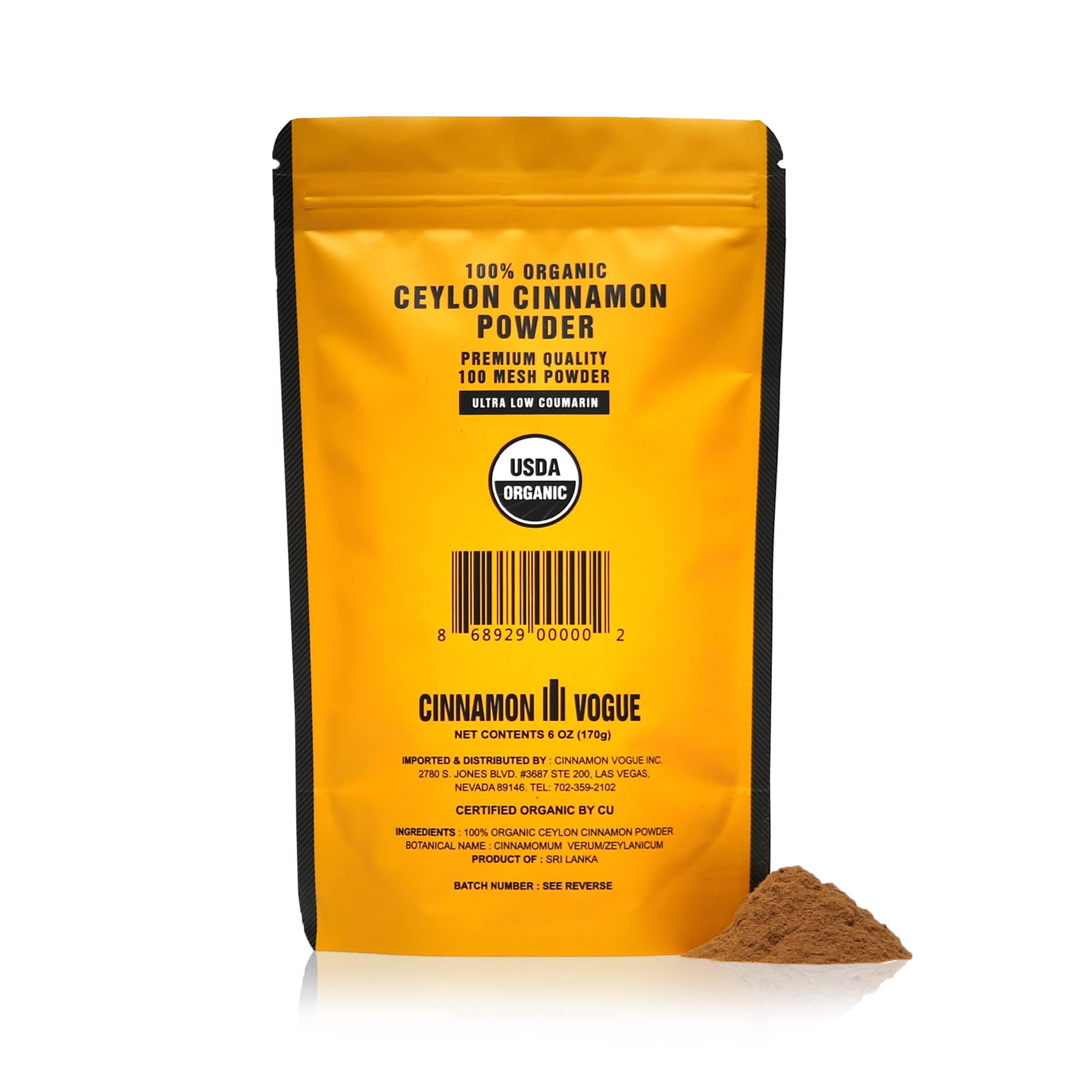 Ceylon Cinnamon Powder - 6oz (100% USDA Organic)