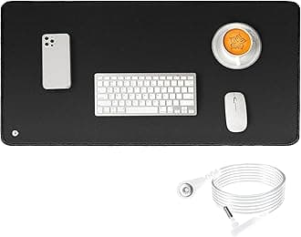 Grounding Mat for Sleeping Improvement, Grounding Foot Therapy, Reconnect to The Earth Relieve Pain, 15 Ft Cord Included,Grounding Mat at Home, Work, Black (11.6" x 27")