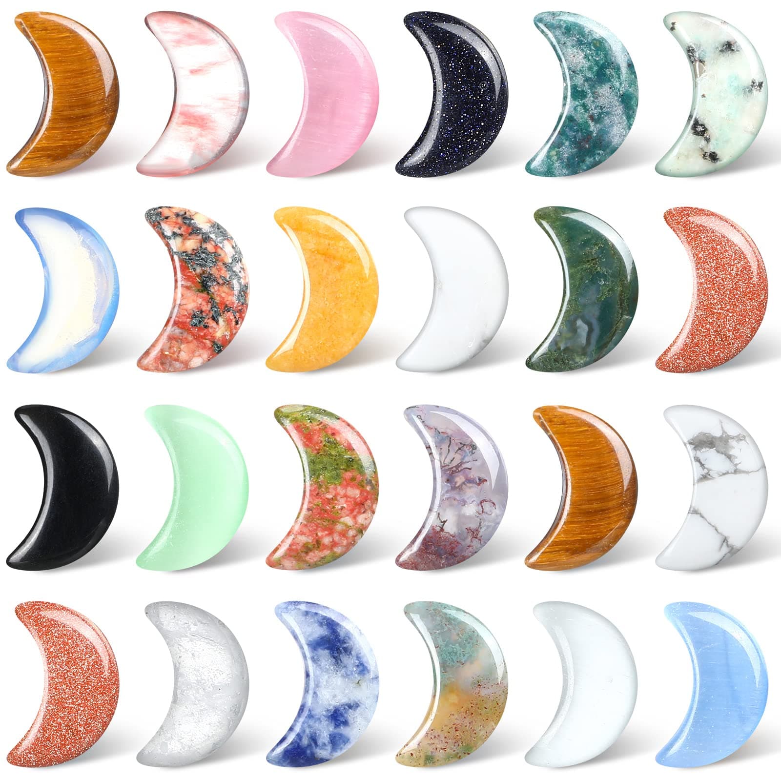 0.7 Inch Moon Shaped Crystal Stones