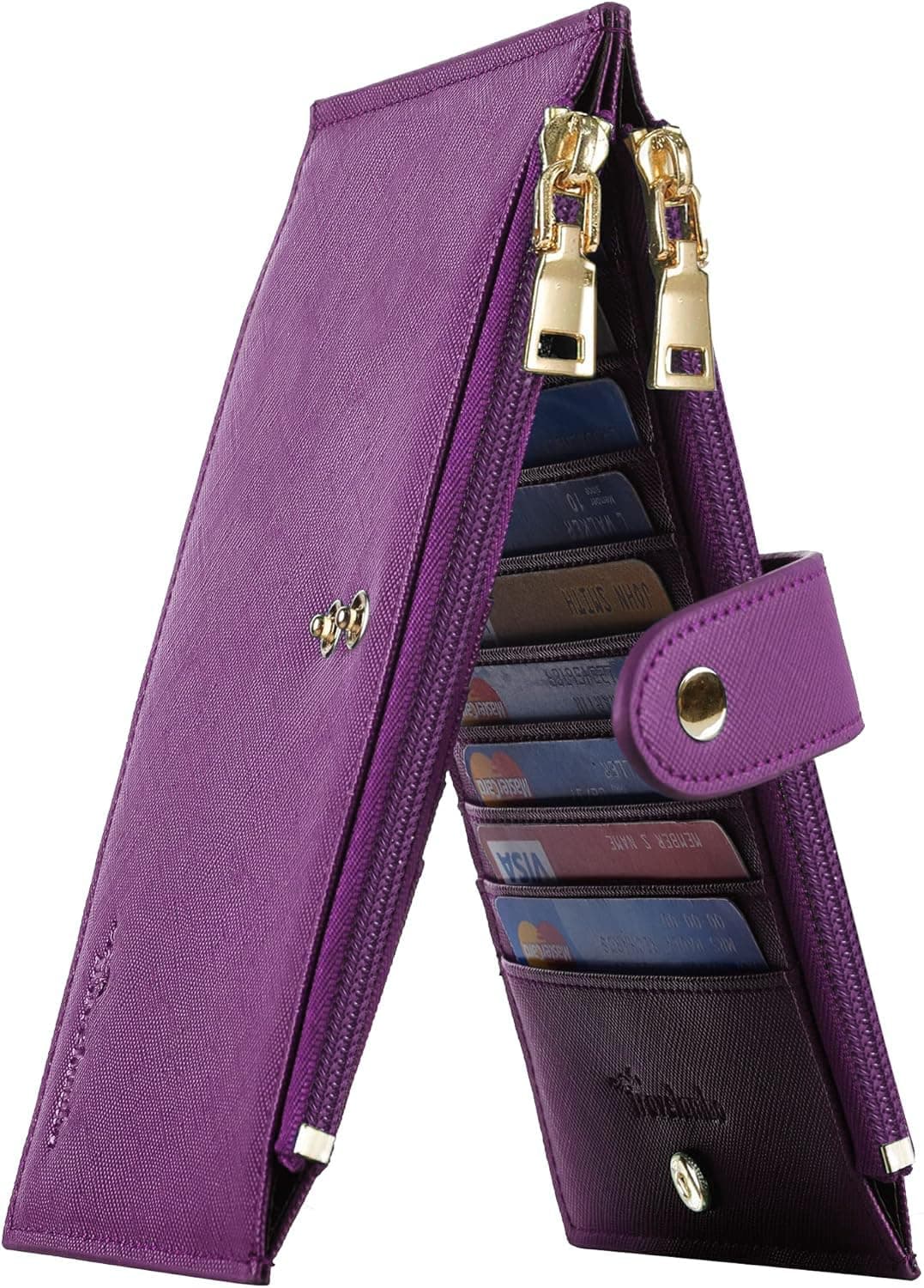 Travelambo Womens Walllet RFID Blocking Bifold Multi Card Case Wallet with Zipper Pocket (CH Purple Deep)