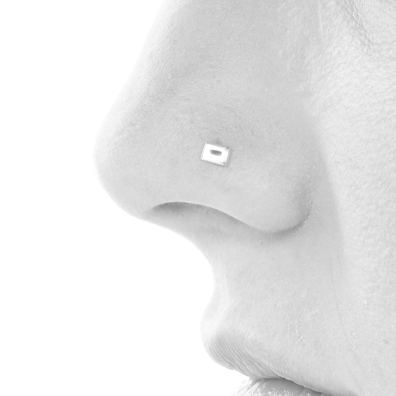 Sterling Silver Nose Stud, Dainty Nose Screw Pin Rectangle Shaped, Nose Piercing/Earring, Nostril, Tragus, Helix, Cartilage or Rook, Handmade designer