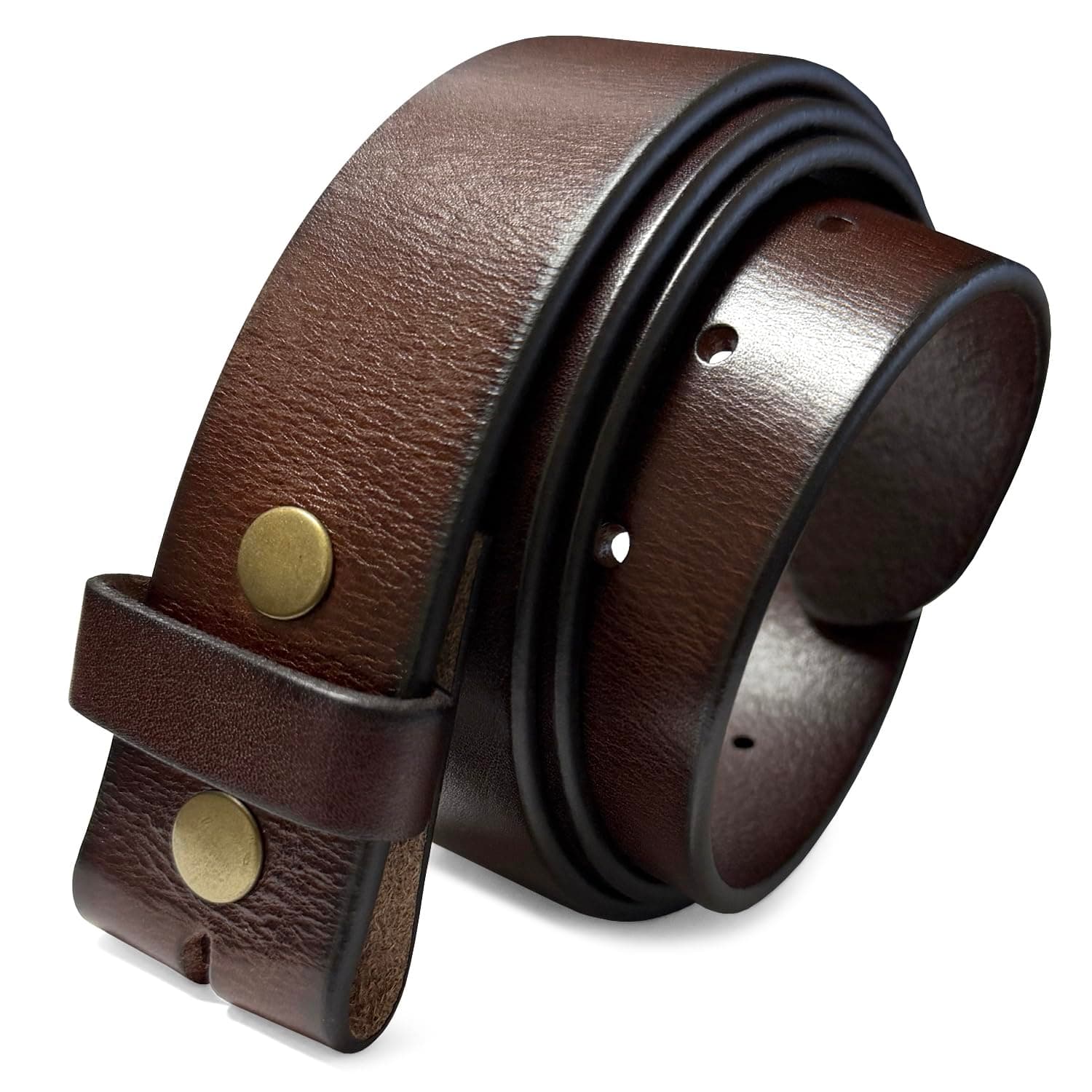 100% One-Piece Full Grain Leather Belt Straps with No Slot Hole/Slot Hole/Heavy-Duty, Multi Options 1-1/2" (38mm) Wide