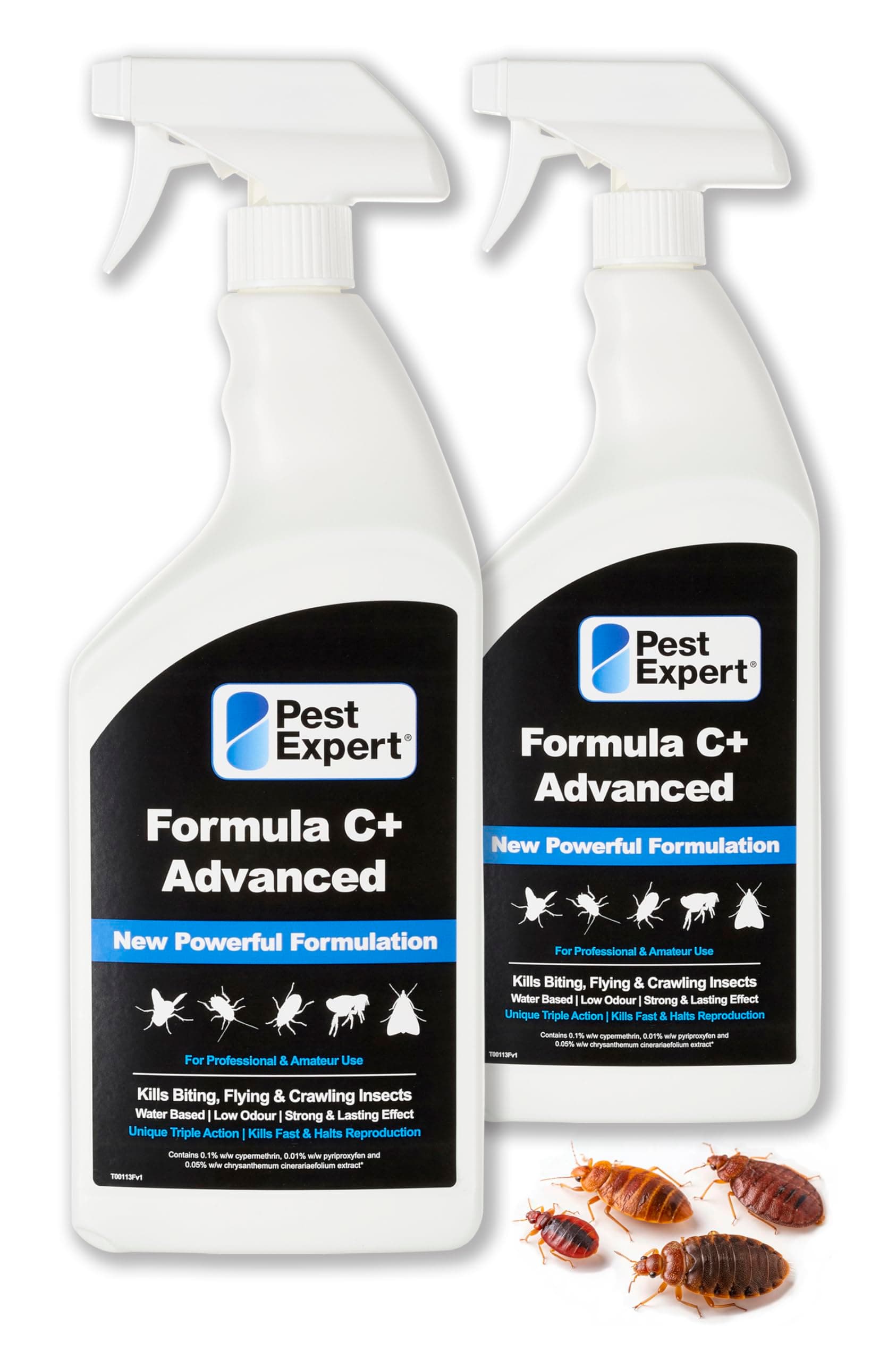 Bed Bug Killer Spray Treatment 2 x 1Ltr - Formula ‘C+’ Advanced Maximum Strength Bed Bug Spray for Mattress, Fast-Acting & Long-Lasting Control, Professional Strength Approved Amateur Use