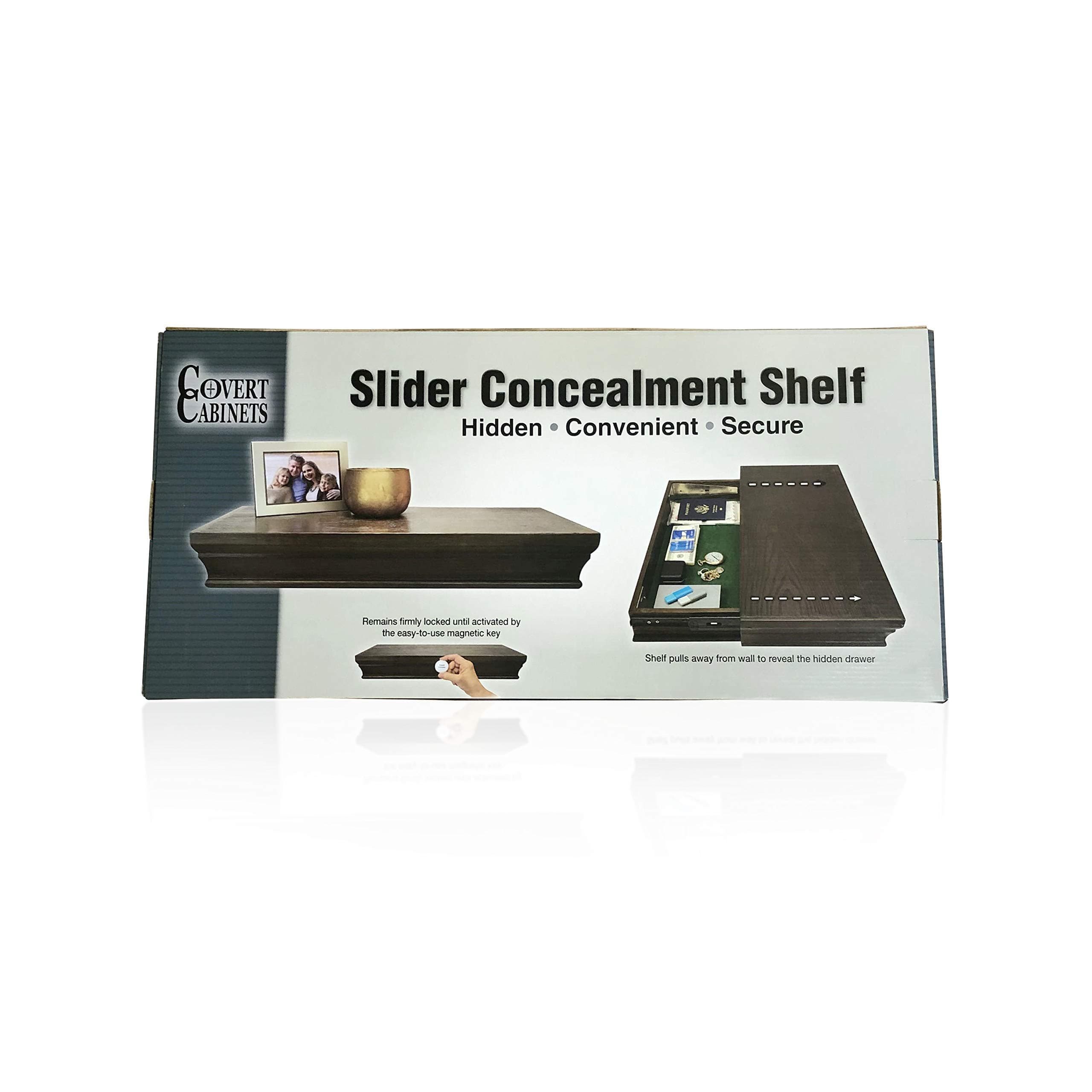 Sliding Hidden in Plain Sight Locking Gun Shelf 24" Espresso Finish