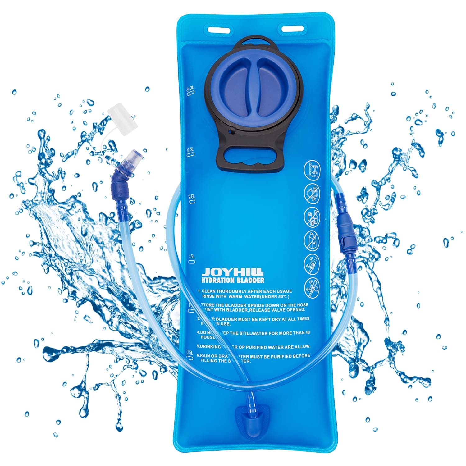 JOYHILL TPU Hydration Bladder,1.5L 2L 3L Water Bladder for Hiking Backpack BPA Free Leak Proof Hydration Pack for Camping Running Biking Hiking