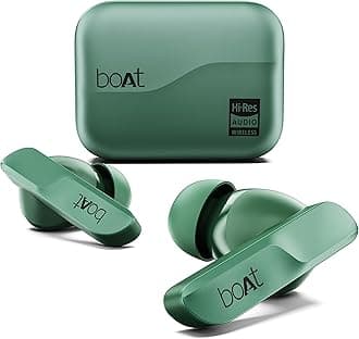Boat Airdopes 800 HiDef, Hi-Res Audio LDAC, 4Mic ENx, App Support, ASAP Charge, IPX5, Low Latency, Dual Pairing, BTv5.3, Bluetooth TWS in Ear Earbuds Wireless Earphones (Emerald Green)
