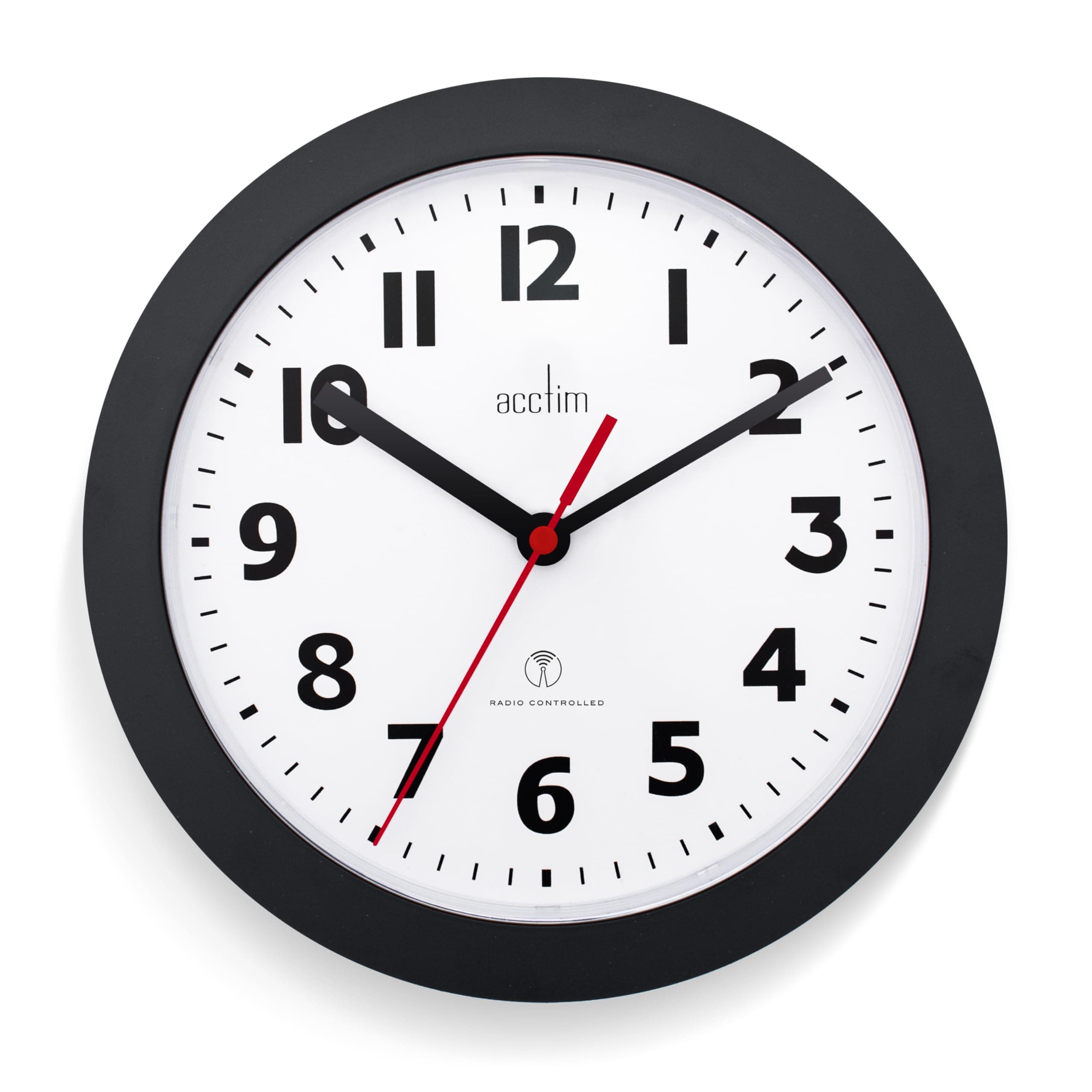 Acctim Parona Radio Controlled Wall Clock 23cm Diameter (Black)