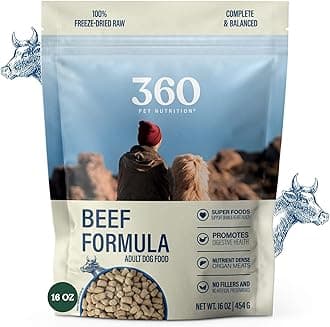 Freeze-Dried Raw Dog Food – Beef Recipe with Liver & Organs, High Protein with Omega-3s, Fruits, Veggies & Superfoods, Grain-Free, No Fillers, 1 lb – Made in USA